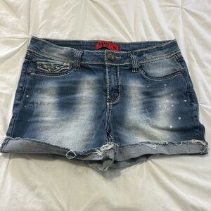 Zanadi Distressed Denim Roll Cuff Shorts